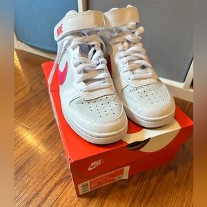 Nike Court Borough Mid 2 (GS) White and Pink Sneakers Classic Design (Youth)